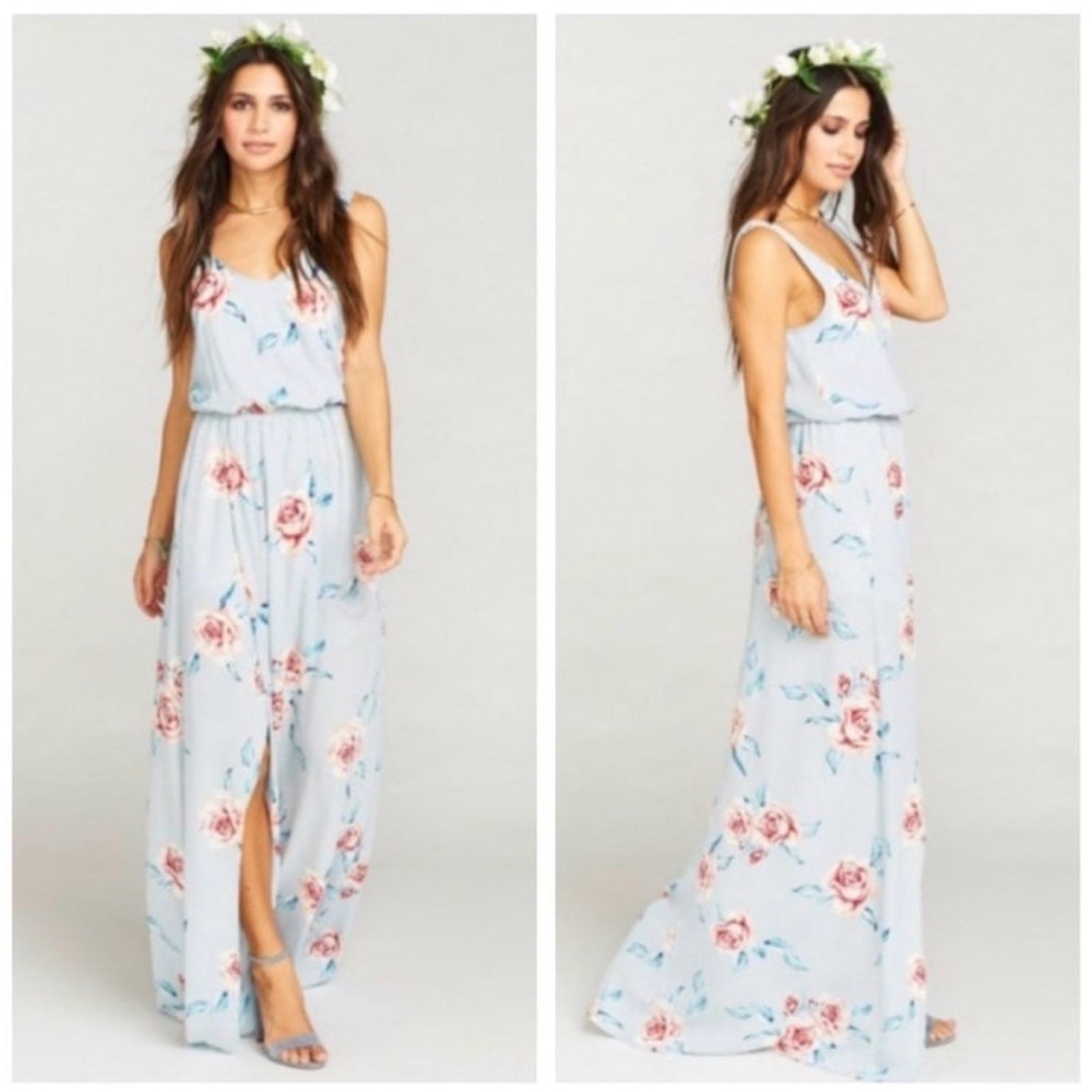 Show Me Your MuMu Light Blue Floral Maxi Dress